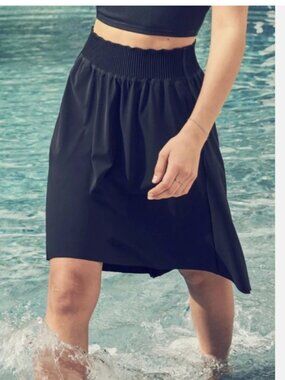 Athleta Cosmic Skirt Black Small High Low Midi Skirt